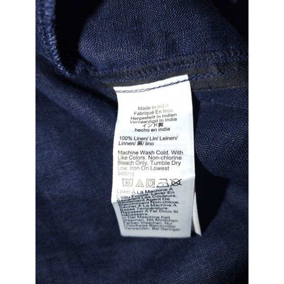 J Crew Shirtdress Oversized Linen Baird McNutt Womens Small Navy Grandmacore NWT - Picture 2 of 7